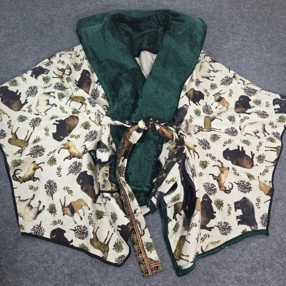 Handmade Western Lodge Cape Bison Mountain Goat Flannel Velveteen Shawl Collar